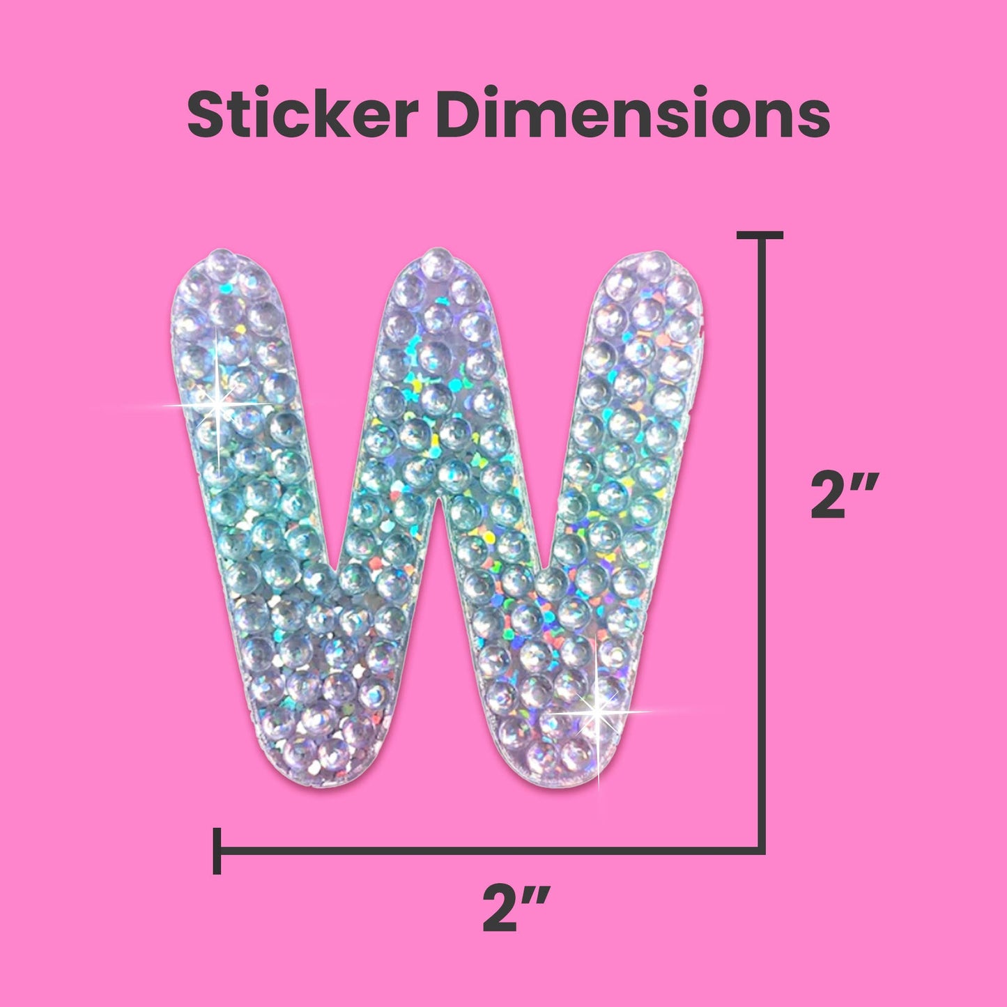 Letter W 2" Rhinestone Sticker