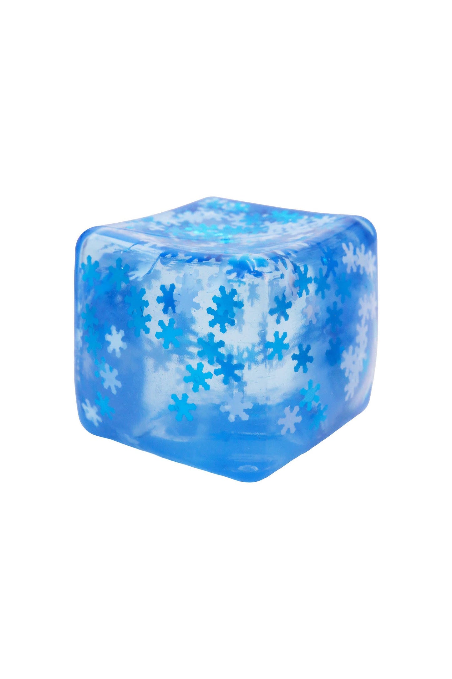 Blue Snowflake Glitter Cube Putty Filled Squishy - 12 Pcs