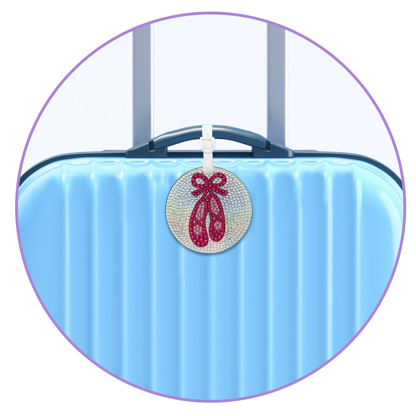 Ballet Slippers Rhinestone Bag Tag 3.5" Dual-Sided